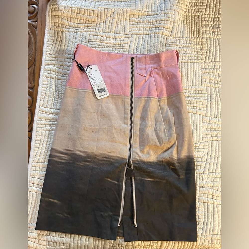 Akris Pink and Black Colorblock Skirt